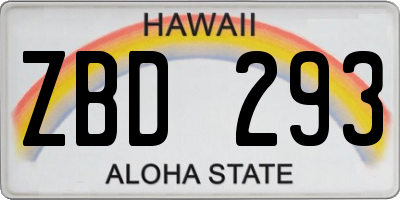 HI license plate ZBD293