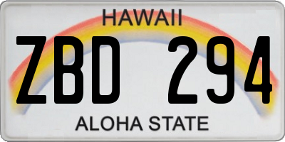 HI license plate ZBD294