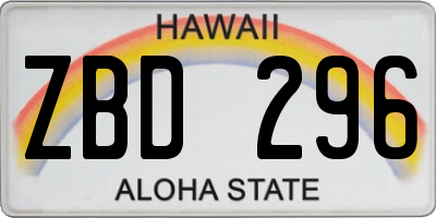 HI license plate ZBD296