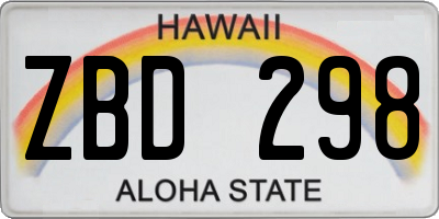 HI license plate ZBD298