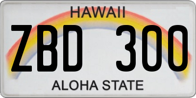 HI license plate ZBD300