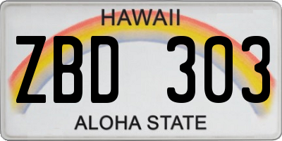 HI license plate ZBD303