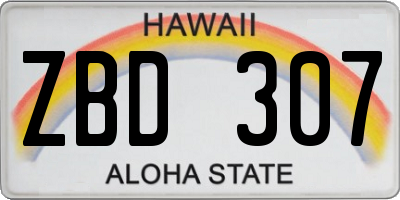 HI license plate ZBD307