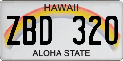 HI license plate ZBD320