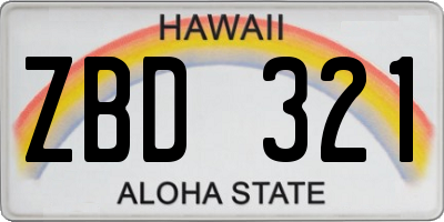 HI license plate ZBD321