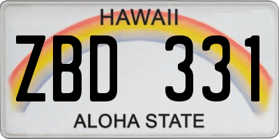 HI license plate ZBD331
