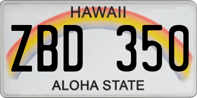 HI license plate ZBD350
