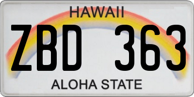 HI license plate ZBD363