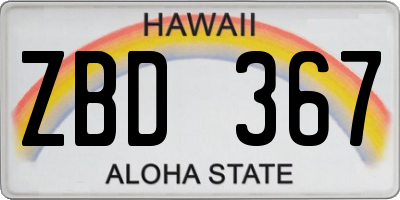 HI license plate ZBD367
