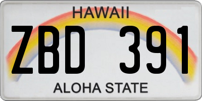HI license plate ZBD391