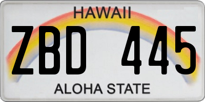 HI license plate ZBD445