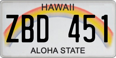 HI license plate ZBD451
