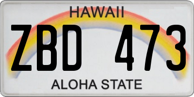 HI license plate ZBD473