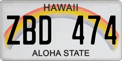 HI license plate ZBD474