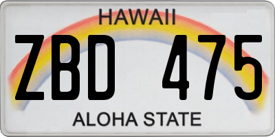 HI license plate ZBD475