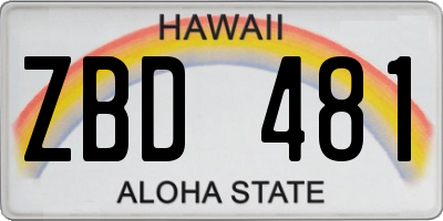 HI license plate ZBD481