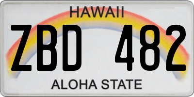 HI license plate ZBD482