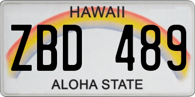 HI license plate ZBD489