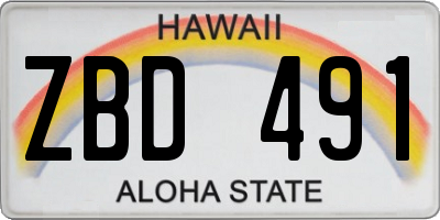 HI license plate ZBD491