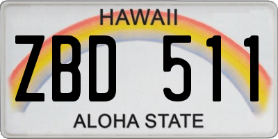 HI license plate ZBD511
