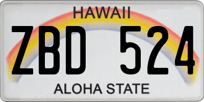 HI license plate ZBD524