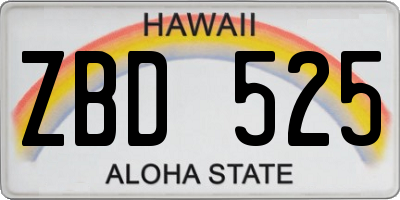 HI license plate ZBD525