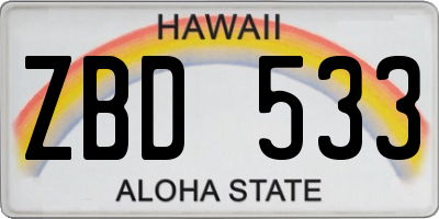 HI license plate ZBD533