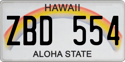 HI license plate ZBD554