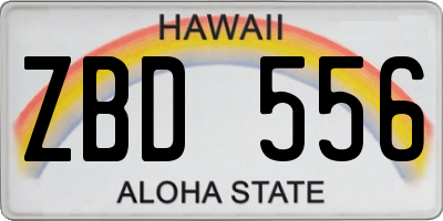 HI license plate ZBD556