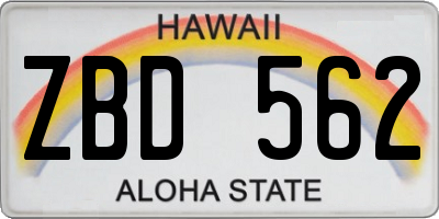 HI license plate ZBD562
