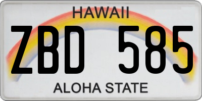 HI license plate ZBD585