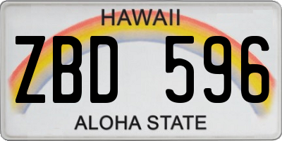 HI license plate ZBD596