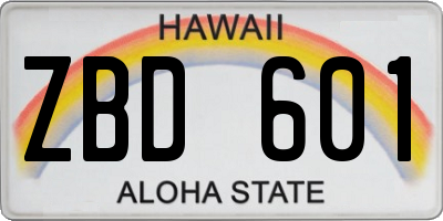 HI license plate ZBD601