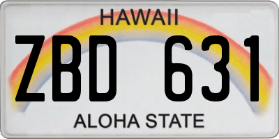 HI license plate ZBD631