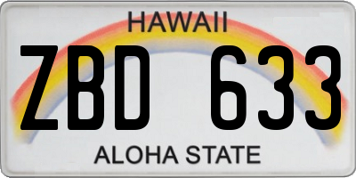HI license plate ZBD633