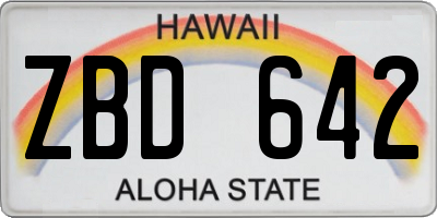 HI license plate ZBD642