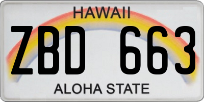 HI license plate ZBD663