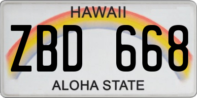 HI license plate ZBD668