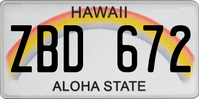 HI license plate ZBD672