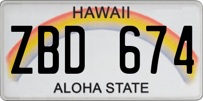 HI license plate ZBD674