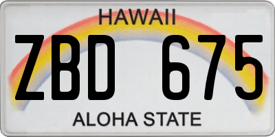 HI license plate ZBD675