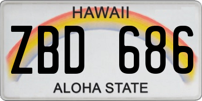 HI license plate ZBD686
