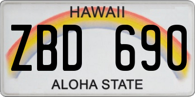HI license plate ZBD690