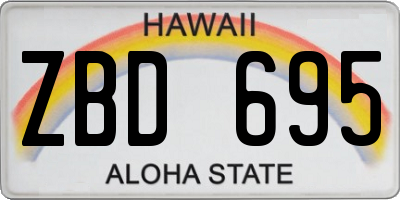 HI license plate ZBD695