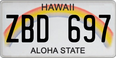HI license plate ZBD697