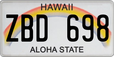 HI license plate ZBD698