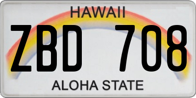 HI license plate ZBD708