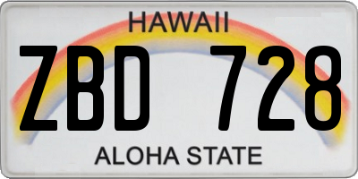 HI license plate ZBD728