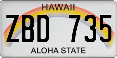 HI license plate ZBD735