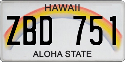 HI license plate ZBD751